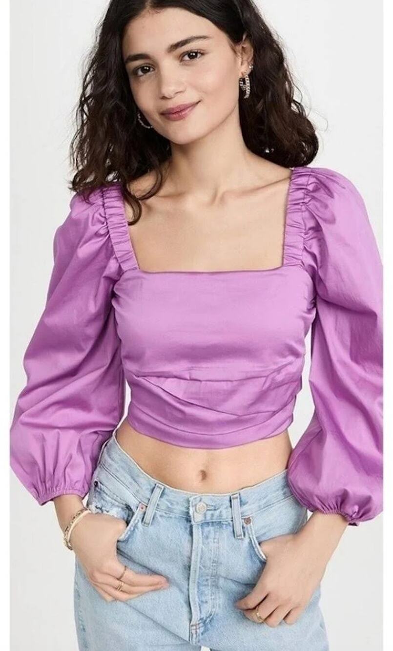 Veronica Beard Kayla Top Orchid Blouse Puff Sleeve Shirt
